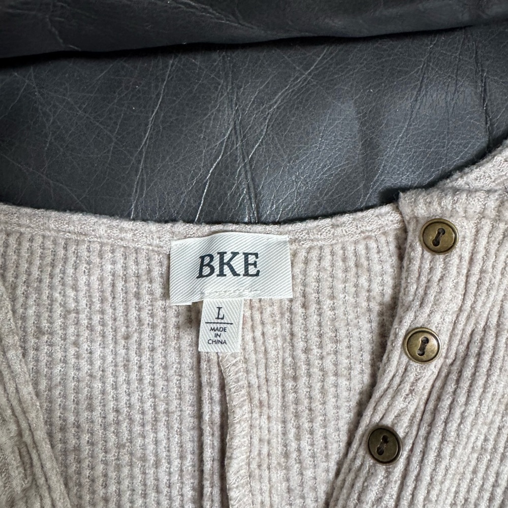 BKE Cream Ribbed Cardigan Sweater